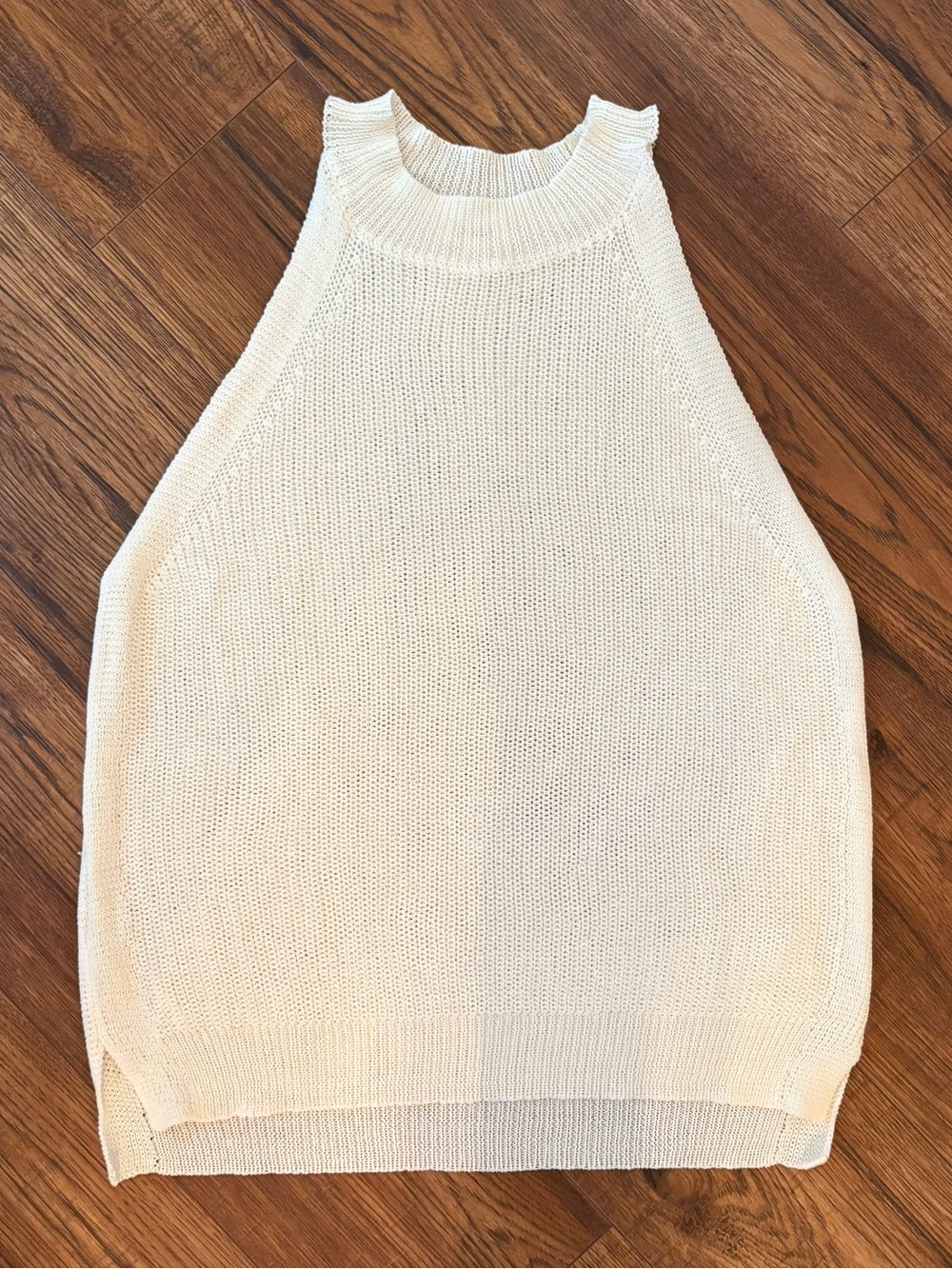 LA MIEL Cream Ribbed High-Neck Knit Tank Size L